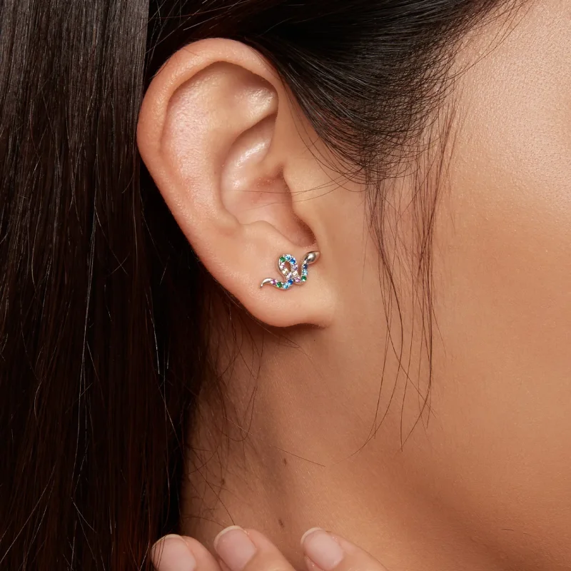 (image for) Pandora Style Colorful Snake Studs Earrings - SCE1633 - View 7