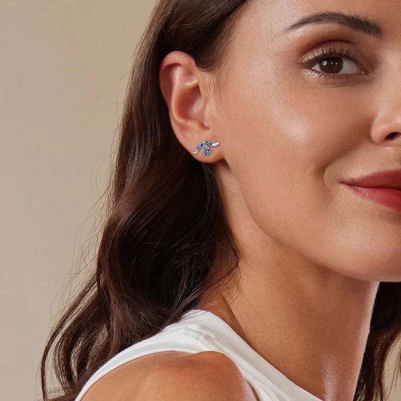 (image for) Pandora Style Colorful Snake Studs Earrings - SCE1633 - View 8