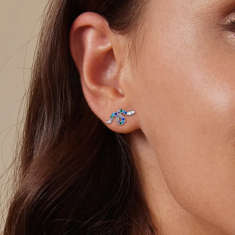 (image for) Pandora Style Colorful Snake Studs Earrings - SCE1633 - View 9