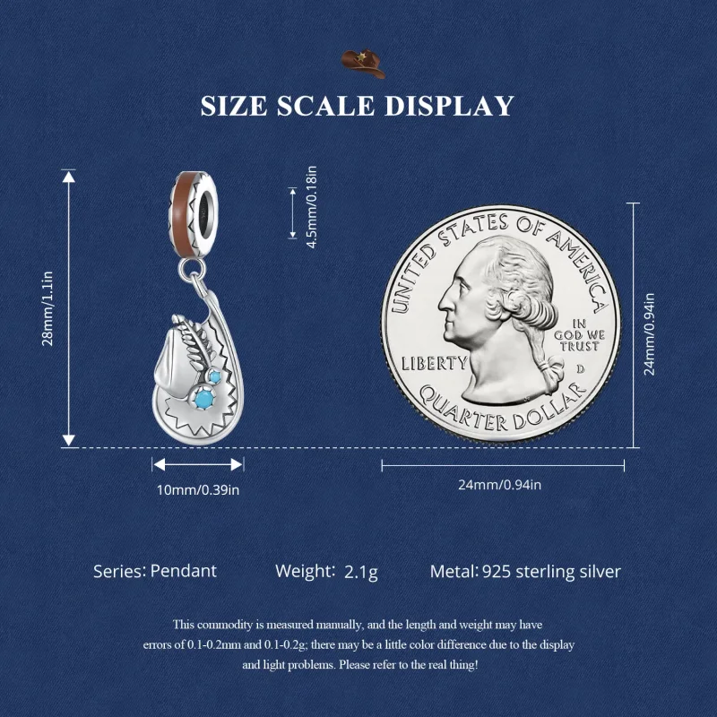 (image for) Pandora Style Cowboy Hat Dangle - SCC2565 - View 7