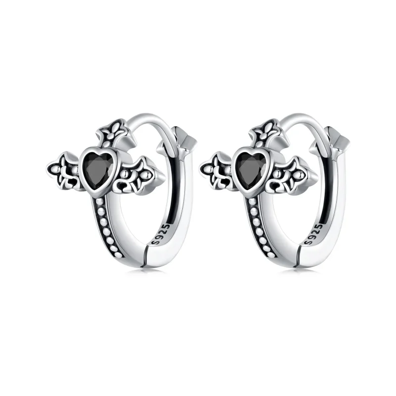 (image for) Pandora Style Cross Hoop Earrings - SCE1642 - Product Image