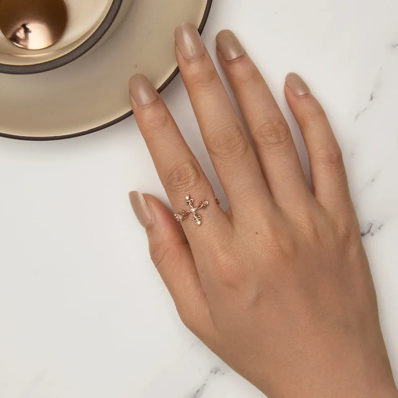 (image for) Pandora-style Cross-Silver Ring - BSR041-C - View 5