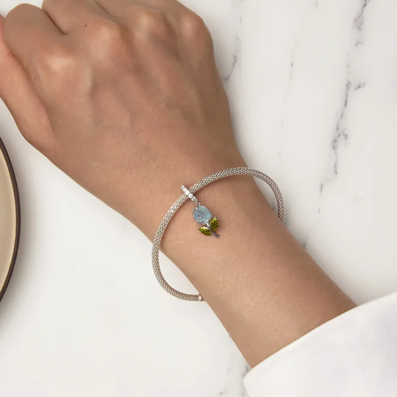 (image for) Pandora-style Crystal Rose Dangle - BSC824-BU - View 5