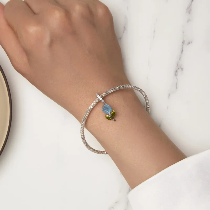 (image for) Pandora-style Crystal Rose Dangle - BSC824-BU - View 6