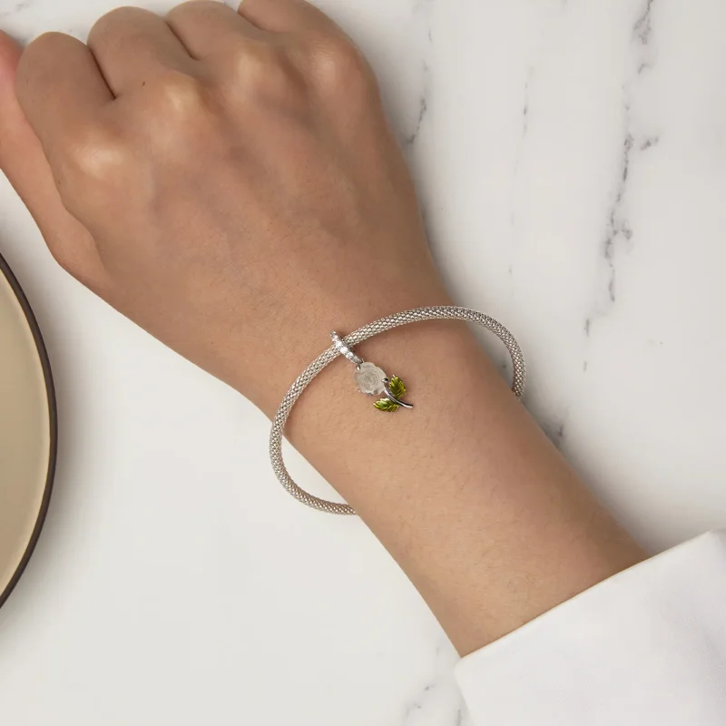 (image for) Pandora-style Crystal Rose Dangle - BSC824-BU - View 7