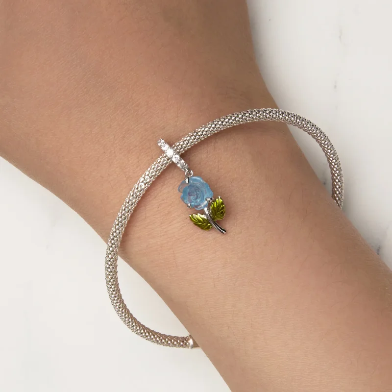 (image for) Pandora-style Crystal Rose Dangle - BSC824-BU - View 9