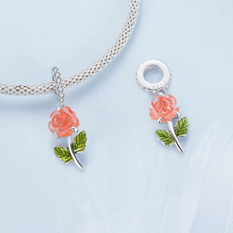 (image for) Pandora Style Crystal Rose Dangle - BSC824-OG - View 4