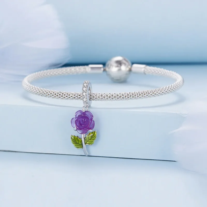 (image for) Pandora Style Crystal Rose Dangle - BSC824-VT - View 3