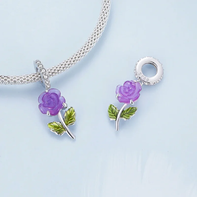 (image for) Pandora Style Crystal Rose Dangle - BSC824-VT - View 4