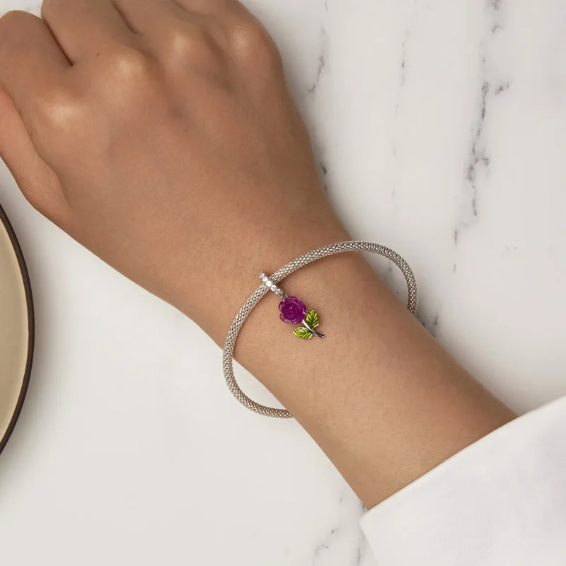 (image for) Pandora Style Crystal Rose Dangle - BSC824-VT - View 5