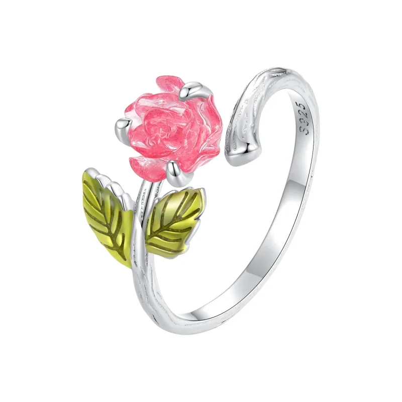 (image for) Pandora Style Crystal Rose Open Ring - BSR472-PKE - View 4