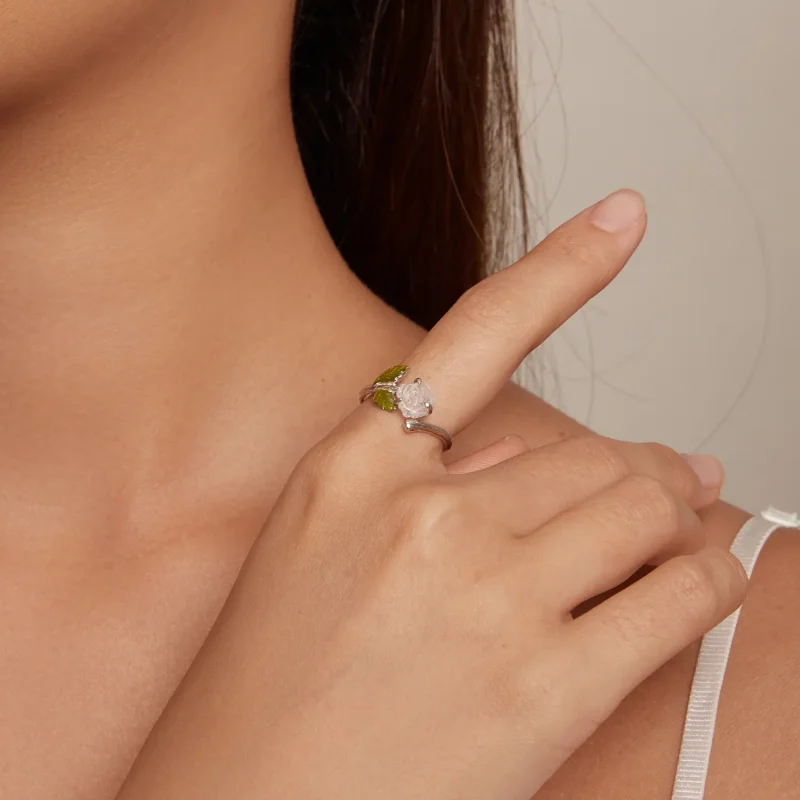 (image for) Pandora Style Crystal Rose Open Ring - BSR472-PKE - View 7