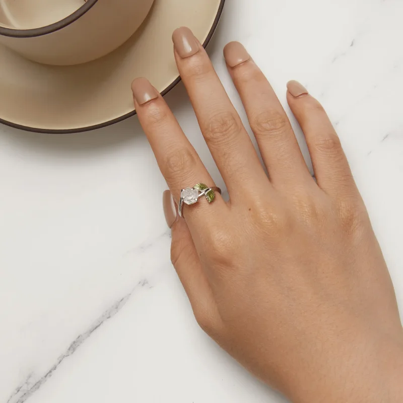 (image for) Pandora Style Crystal Rose Open Ring - BSR472-PKE - View 9