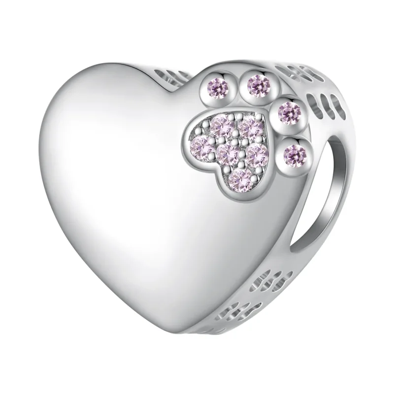 (image for) Pandora Style Cute Pet Paw Prints Can Be Engraved Charm - SCC1191-A - View 7