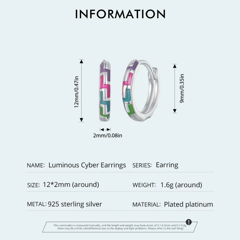 (image for) Pandora Style Cyber Luminous Hoop Earrings - SCE1645 - View 5