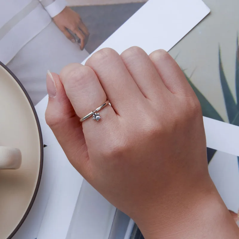 (image for) Pandora Style Dog Paw Ring - SCR892 - View 7