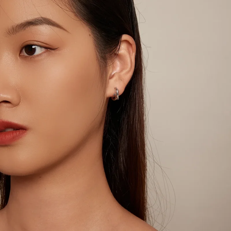 (image for) Pandora Style Dolphin Hoop Earrings - BSE881 - View 6