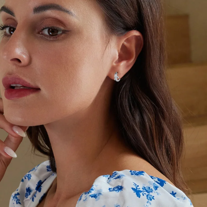 (image for) Pandora Style Dolphin Hoop Earrings - BSE881 - View 9