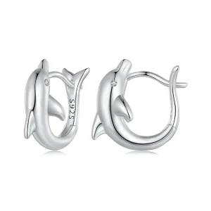 (image for) Pandora Style Dolphin Hoop Earrings - BSE881