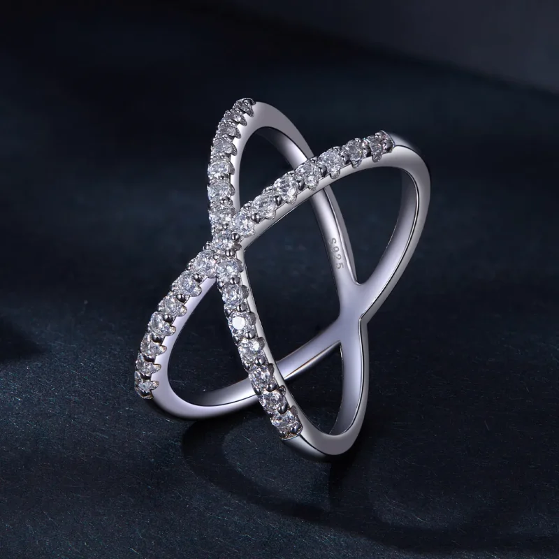 (image for) Pandora Style Double Layer Moissanite Ring (with One Certificate) - MSR036 - View 2