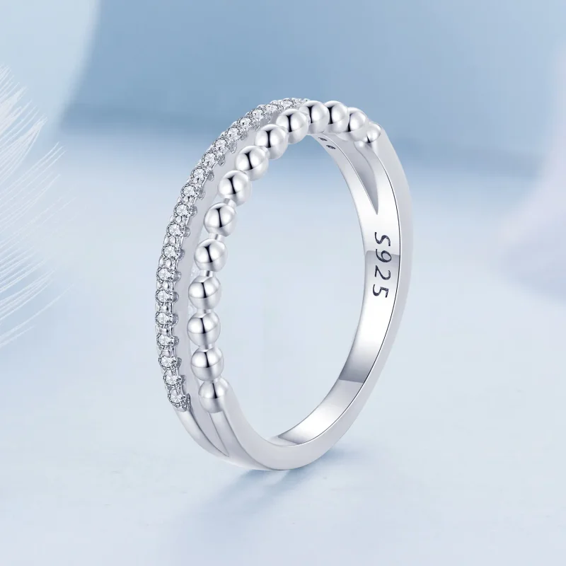 (image for) Pandora Style Double Layer Ring - BSR463 - View 2