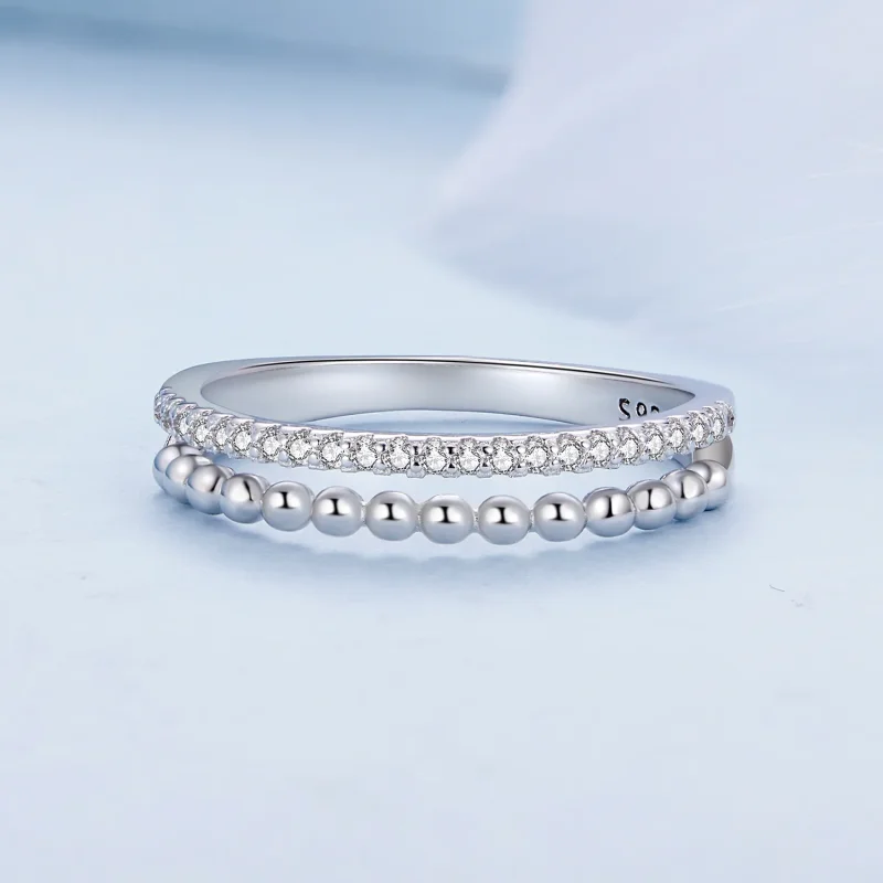 (image for) Pandora Style Double Layer Ring - BSR463 - View 3