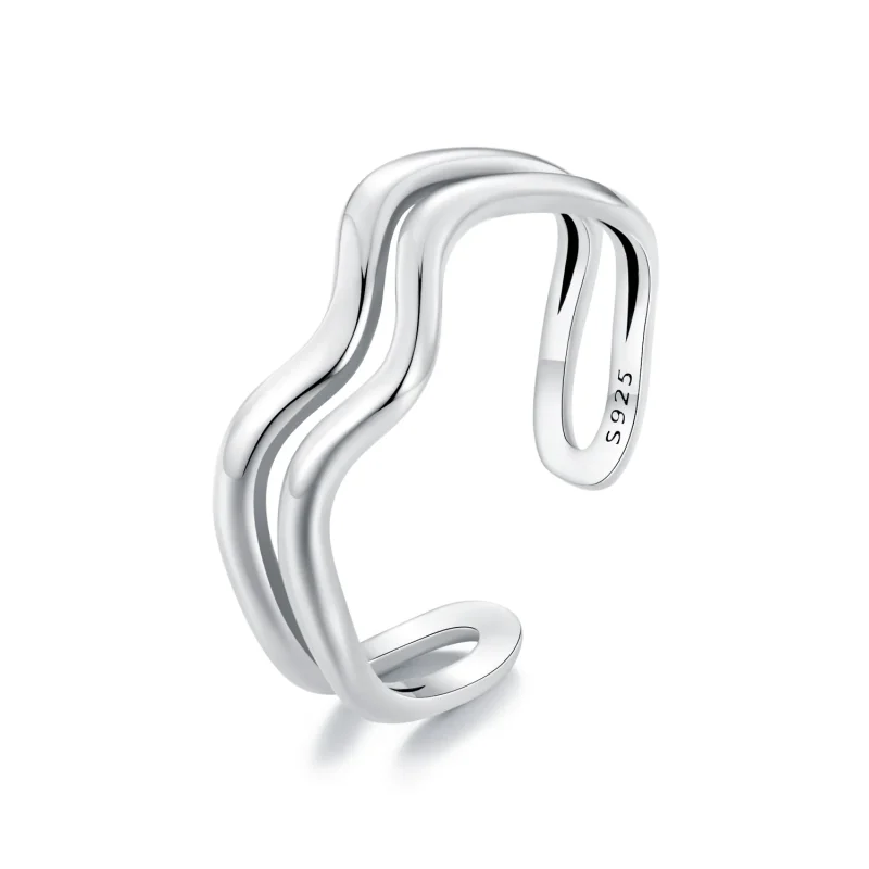 (image for) Pandora Style Double Layer Wave Ring - SCR968-E - Product Image