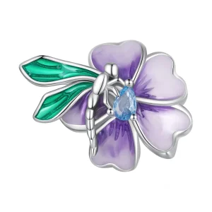 (image for) Pandora Style Dragonfly Flower Charm - BSC786