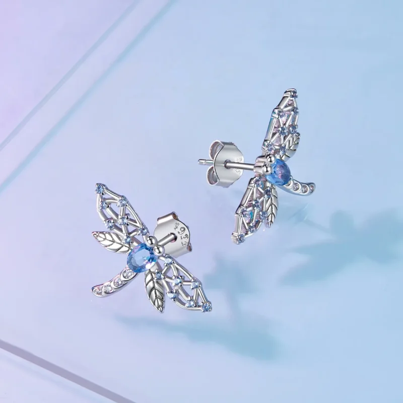 (image for) Pandora Style Dragonfly Stud Earrings - BSE874 - View 2