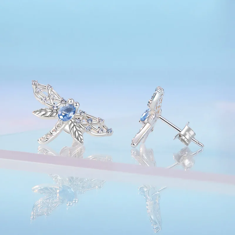 (image for) Pandora Style Dragonfly Stud Earrings - BSE874 - View 3