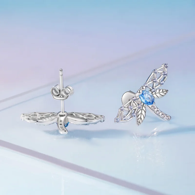 (image for) Pandora Style Dragonfly Stud Earrings - BSE874 - View 4
