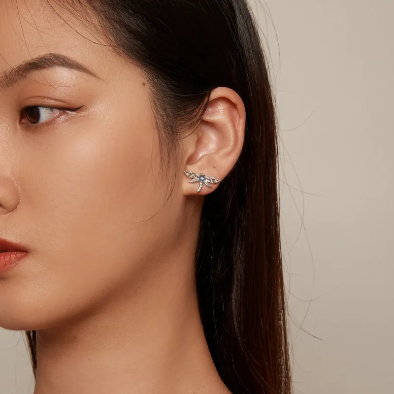 (image for) Pandora Style Dragonfly Stud Earrings - BSE874 - View 6