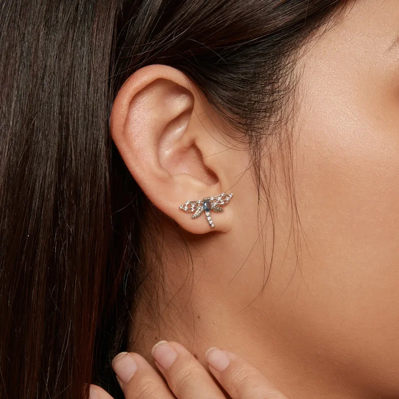(image for) Pandora Style Dragonfly Stud Earrings - BSE874 - View 7