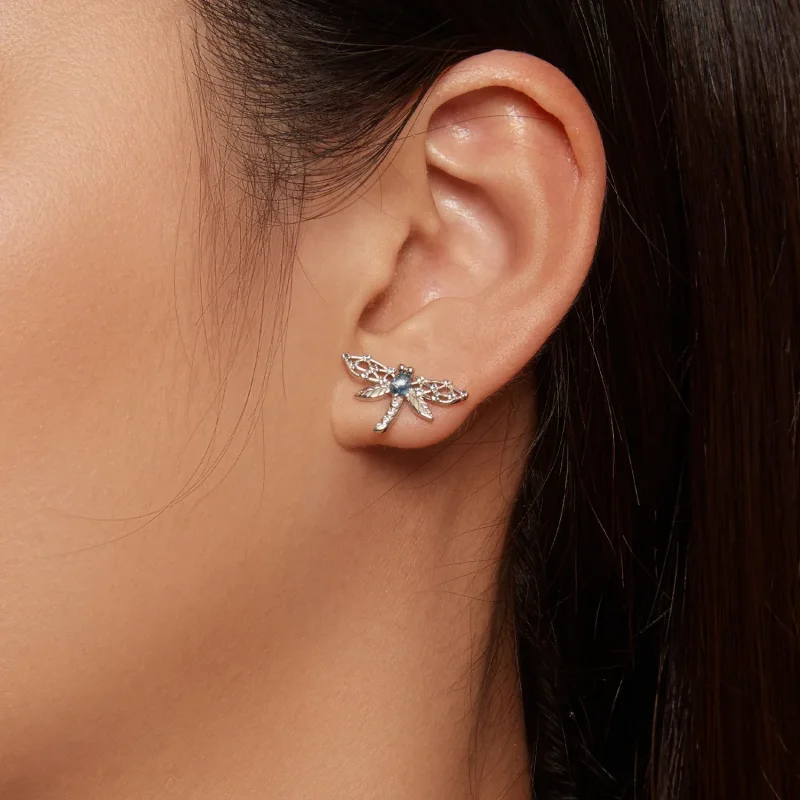 (image for) Pandora Style Dragonfly Stud Earrings - BSE874 - View 8