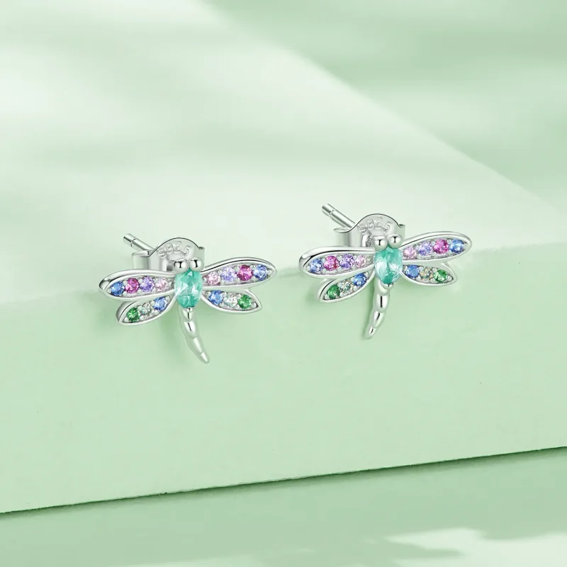 (image for) Pandora Style Dragonfly Studs Earrings - BSE795 - View 2