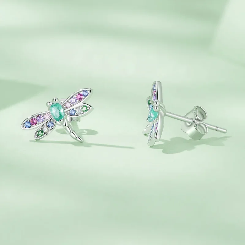 (image for) Pandora Style Dragonfly Studs Earrings - BSE795 - View 3