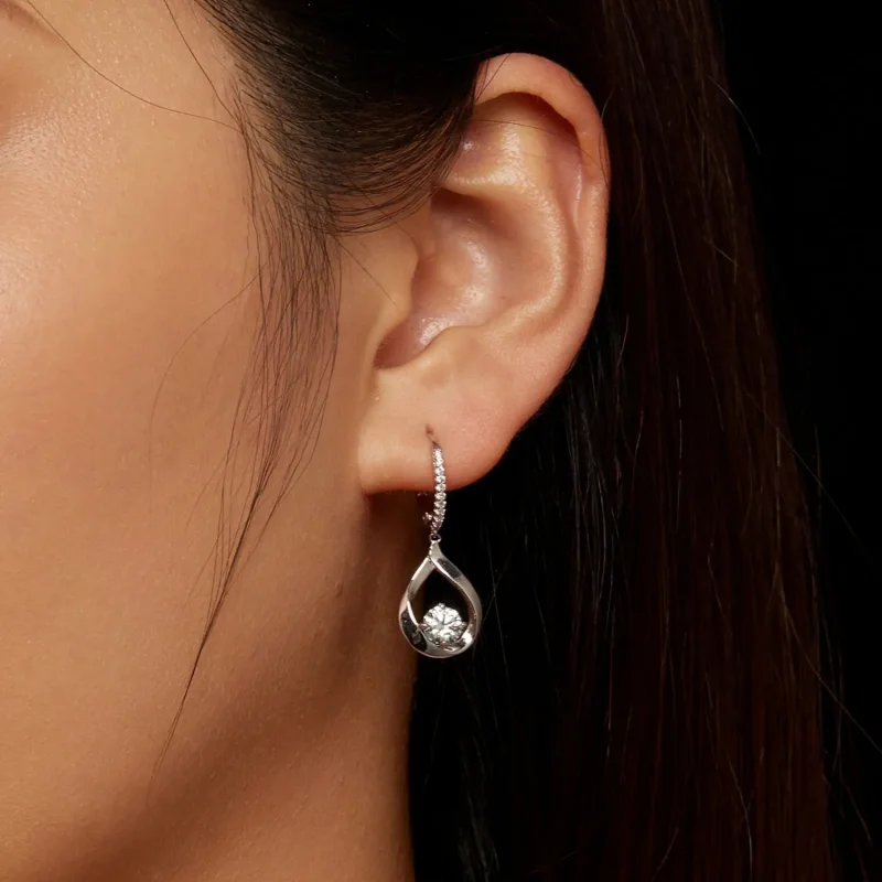 (image for) Pandora Style Drop Moissanite Earrings (Two Certificates) - MSE032 - View 7