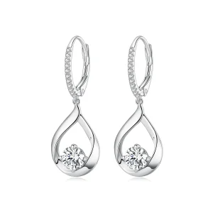 (image for) Pandora Style Drop Moissanite Earrings (Two Certificates) - MSE032