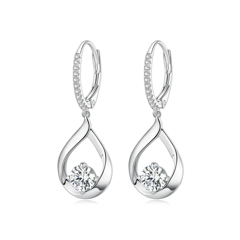 (image for) Pandora Style Drop Moissanite Earrings (Two Certificates) - MSE032 - Product Image