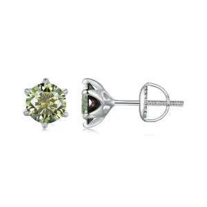(image for) Pandora Style Emerald Moissanite Stud Earrings - MSE025-LGN