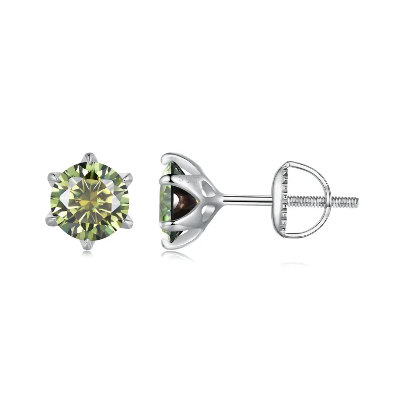 (image for) Pandora Style Emerald Moissanite Stud Earrings - MSE025-LGN - Product Image