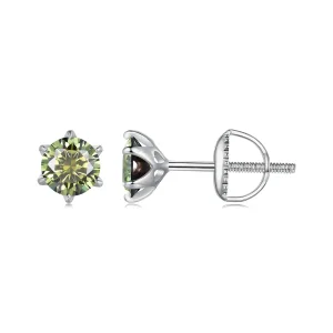 (image for) Pandora Style Emerald Moissanite Studs Earrings - MSE025-SGN