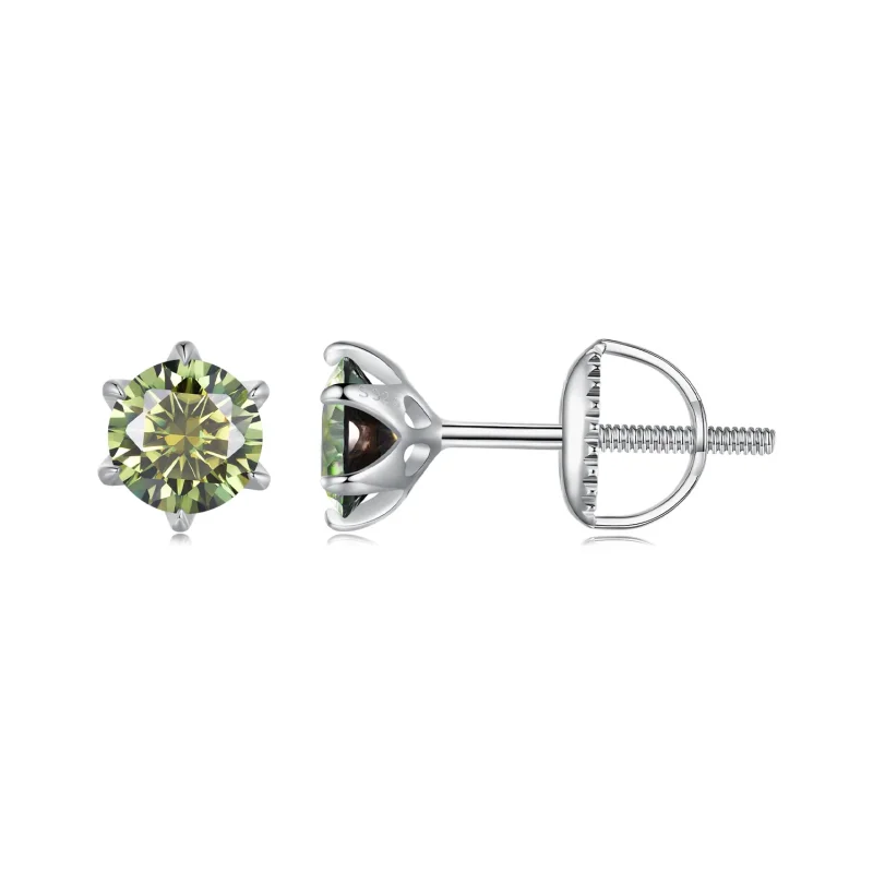 (image for) Pandora Style Emerald Moissanite Studs Earrings - MSE025-SGN - Product Image