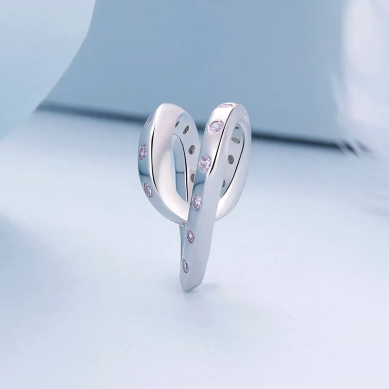 (image for) Pandora Style Entangled Heart Charm - BSC928 - View 3