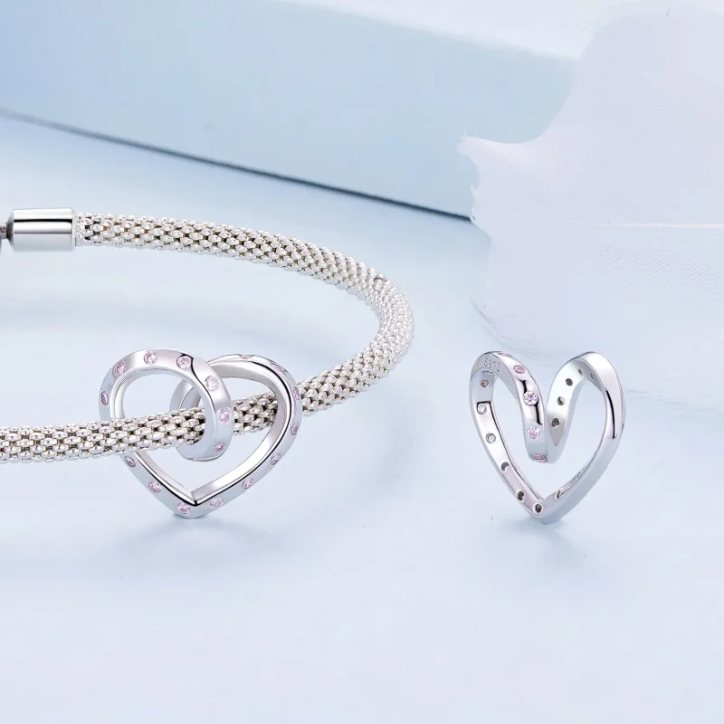 (image for) Pandora Style Entangled Heart Charm - BSC928 - View 4