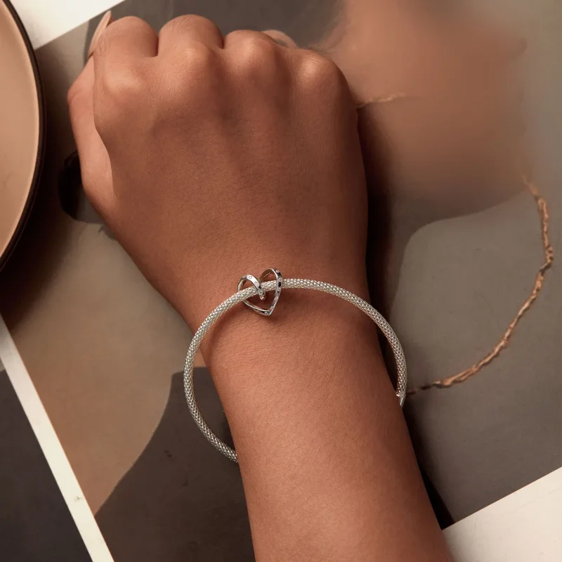 (image for) Pandora Style Entangled Heart Charm - BSC928 - View 6