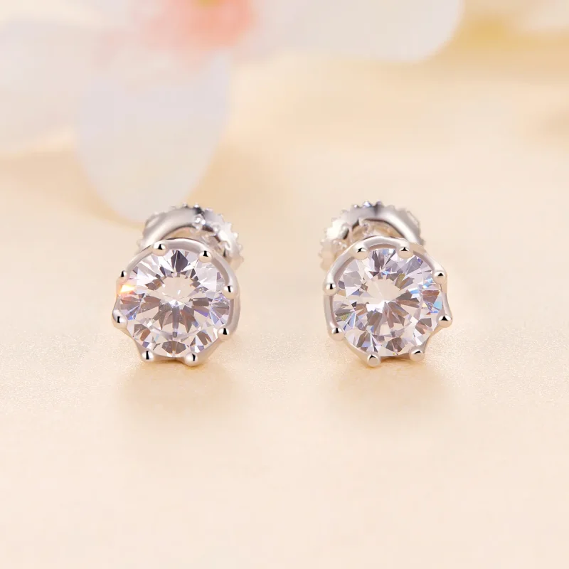 (image for) Pandora Style Exquisite Moissanite Studs Earrings - MSE016-S - View 2