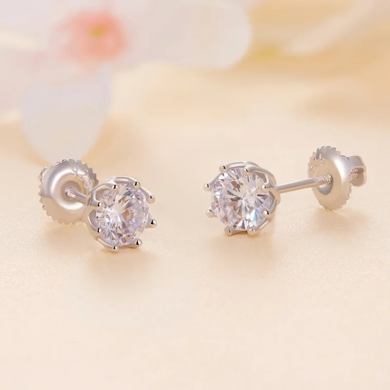 (image for) Pandora Style Exquisite Moissanite Studs Earrings - MSE016-S - View 4
