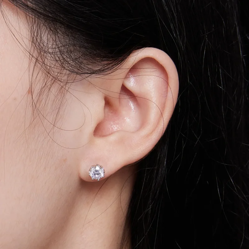 (image for) Pandora Style Exquisite Moissanite Studs Earrings - MSE016-S - View 6