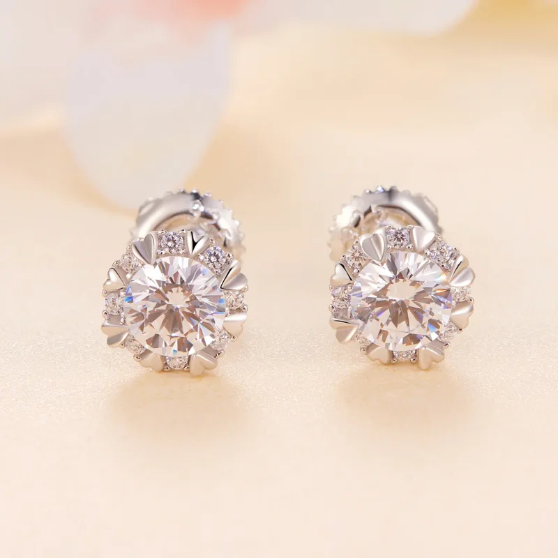 (image for) Pandora Style Exquisite Moissanite Studs Earrings (with Two Certificates) - MSE0 - View 2